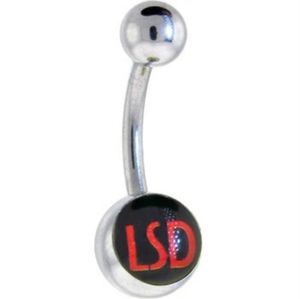 Body Candy Black & Red LSD Logo Belly Ring